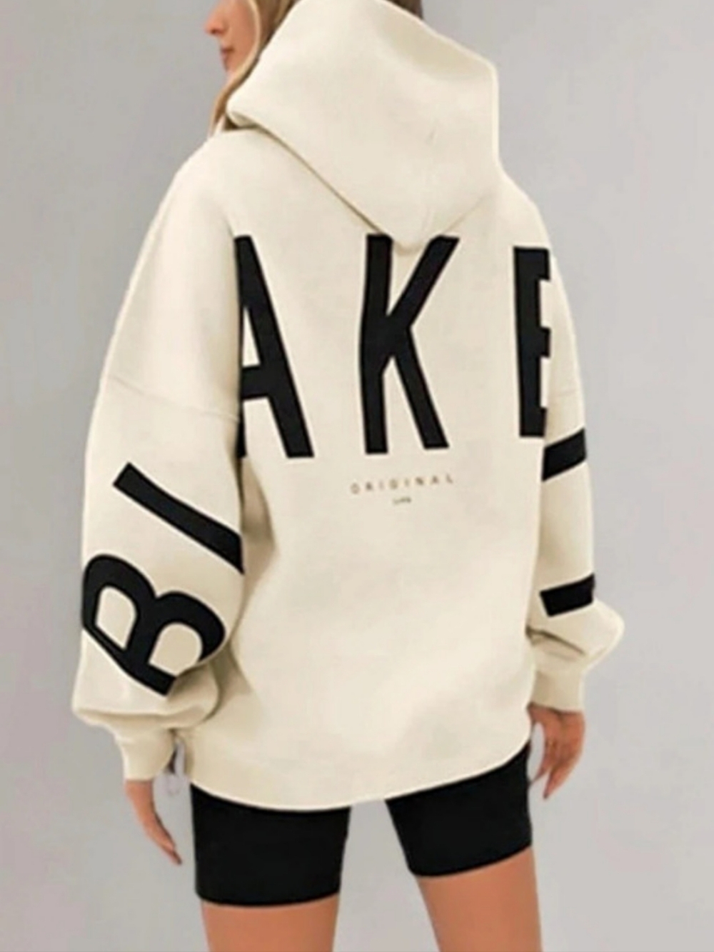 Blakely Original Life Oversized Hoodie Graphic Pullover Cream Large
